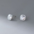 A46090 s925 sterling silver dainty simple rhinestone square stud earrings