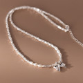 A39284 s925 sterling silver sweet pearl butterfly elegant necklace