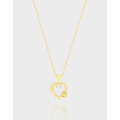 A41453 design flower heart cubic zirconia sterling silver s925 necklace