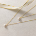 A43100 s925 sterling silver artificial pearl pendant cute simple sweet necklace