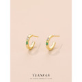 A43678 s925 sterling silver colorful cubic zirconia stud unique trendy earrings