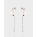 A41142 natural shell flower teardrop dangle sterling silver s925 stud earrings