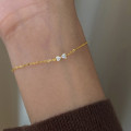 A43787 s925 sterling silver rhinestone butterfly charm dainty sweet bracelet