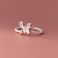 A38041 s925 sterling silver thai twist rabbit design ring