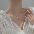 A32425 s925 sterling silver geometric circle hollowed chic sweet necklace