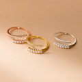 A43541 s925 sterling silver rhinestone bar adjustable simple fashion ring
