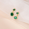 A33286 s925 sterling silver unique geometric green rhinestone trendy simple chic earrings