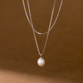 A36745 s925 sterling silver pearl short necklace