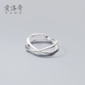 A32132 s925 sterling silver doublelayer irregular bar geometric fashion unique ring