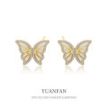 A38637 sterling silver white shell butterfly vintage cubic zirconia earrings