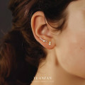A44581 s925 sterling silver heart stud cubic zirconia string fashion earrings