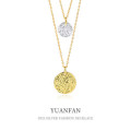 A39706 sterling silver vintage pendant unique fashion double doublelayer layered necklace