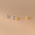 A43486 s925 silver stud simple heart twist cute sweet earrings