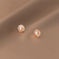 A33732 s925 sterling silver simple trendy rhinestone shell pearl sweet earrings