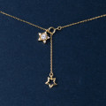 A44268 s925 sterling silver elegant simple rhinestone stars double pendant necklace