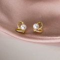 A44531 s925 sterling silver dainty simple rhinestone heart stud earrings
