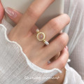 A42768 s925 sterling silver vintage geometric circle rhinestone design ring