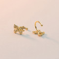 A39269 s925 silver sweet elegant hollowed insect butterfly piercing earrings