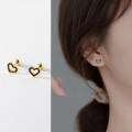 A35864 s925 sterling silver black hollowed heart earrings