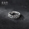 A32138 s925 sterling silver vintage chic silver braided hollowed ring