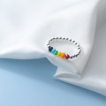 A34337 s925 sterling silver colorful bead silver ring