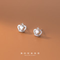A32230 s925 sterling silver chic sparkling crown earringsi