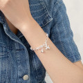 A45740 silver trendy sweet ball bead chain bar charm bracelet