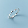 A39274 s925 sterling silver dolphin dainty cute adjustable ring