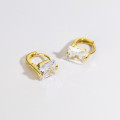 A43379 s925 silver fashion simple square rhinestone elegant earrings