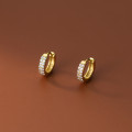 A34763 s925 sterling silver double rhinestone circle earrings