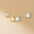 A43307 s925 sterling silver fashion simple geometric square shell earrings