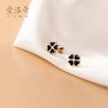 A33205 s925 sterling silver black flower earrings