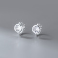 A46413 s925 sterling silver simple rhinestone bead ear buckle