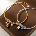 A45705 s925 silver trendy sweet rhinestone heart copper charm bracelet