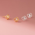 A43174 s925 sterling silver hollowed trendy rhinestone heart sweet earrings