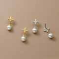 A35509 s925 sterling silver chic simple pearl sweet earrings
