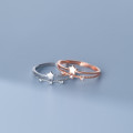 A36203 s925 sterling silver chic simple trendy doublelayer rhinestone stars ring