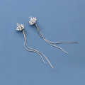 A35453 s925 sterling silver rhinestone swan tassel earrings