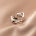 A45330 s925 silver thai vintage multilayer layered bar hollowed unique ring