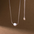 A36744 s925 fashion silver pearl simple chic unique trendy necklace