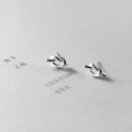 A33908 s925 sterling silver simple rope bar earrings