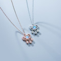 A34118 s925 sterling silver chic glass heart rhinestone tassel sweet necklace