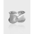A38650 s925 sterling silver unique wide simple braided adjustable ring