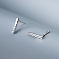 A42708 s925 silver rhinestone stud cute geometric bar earrings