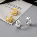 A44938 s925 sterling silver sweet dainty rhinestone stud earrings