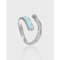 A38903 design serpent blue glazed s925 sterling silver adjustable ring