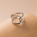A45414 s925 sterling silver geometric bar hot double layered hollowed thai ring