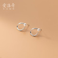 A33296 s925 sterling silver trendy hollowed irregular geometric pearl chic simple earrings