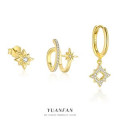 A45860 s925 sterling silver cubic zirconia stud simple earrings