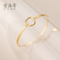 A33376 s925 sterling silver simple fashion circle charm bracelet